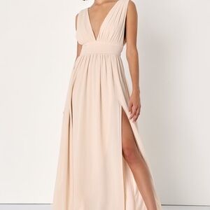 Lulus Heavenly Hues Cream Maxi Dress White - Size XS